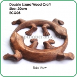 Double Lizard Wood Craft (round)